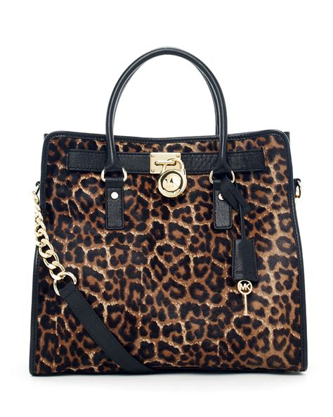 michael kors leopard hamilton tote|Michael Kors saffiano large tote.